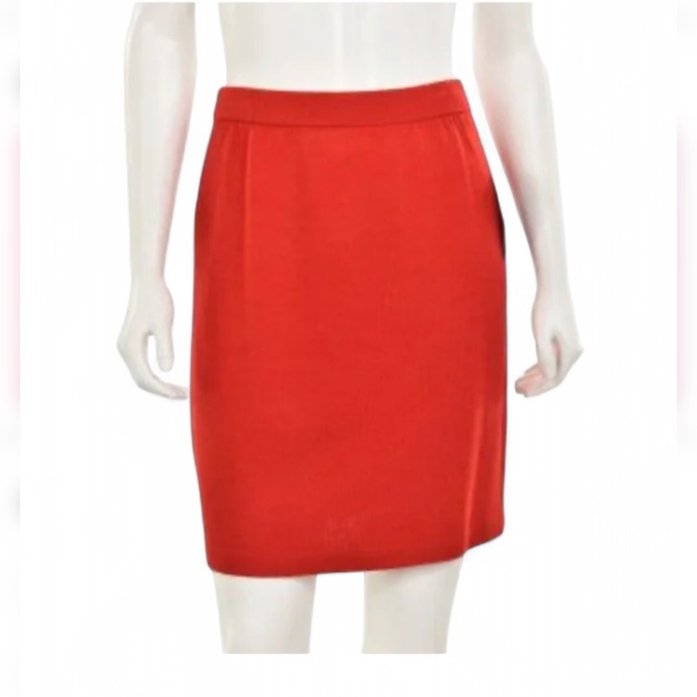 St Jhon Santana quiet luxury red mini skirt pull on size 8 wool blend